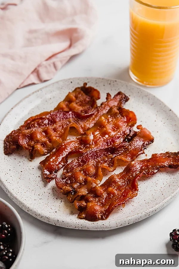 Crispy bacon strips on a plate