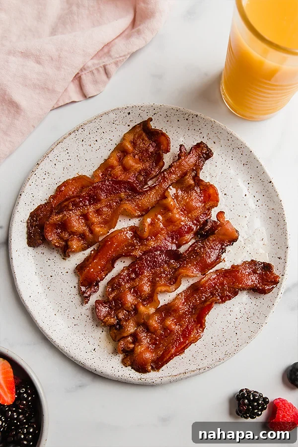Oven-baked bacon on a plate