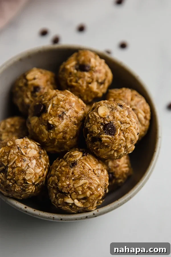 A bowl filled with delicious homemade energy bites, ready to be enjoyed as a healthy snack.