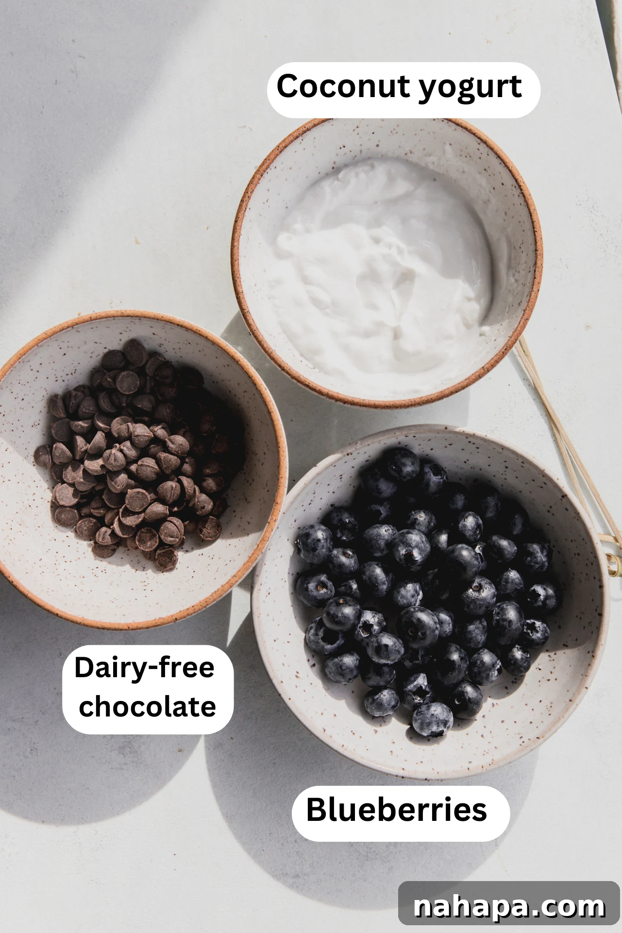 Chocolate yogurt blueberry ingredients