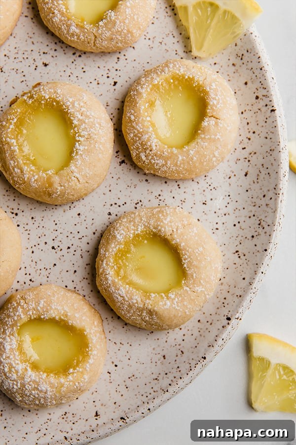Lemon Bar Thumbprint Cookies with zesty lemon curd filling