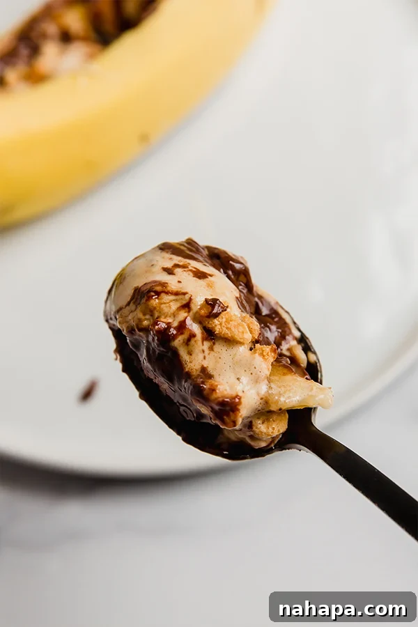 banana smores on a spoon