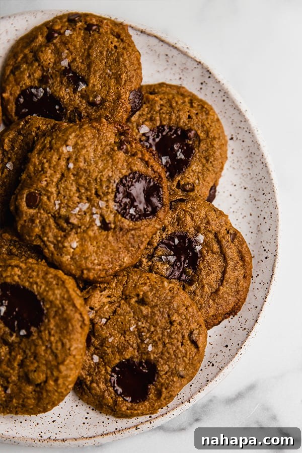 Soft and Chewy Paleo Vegan Almond Butter Cookies 5 A stack of delicious, wholesome flourless almond butter cookies.