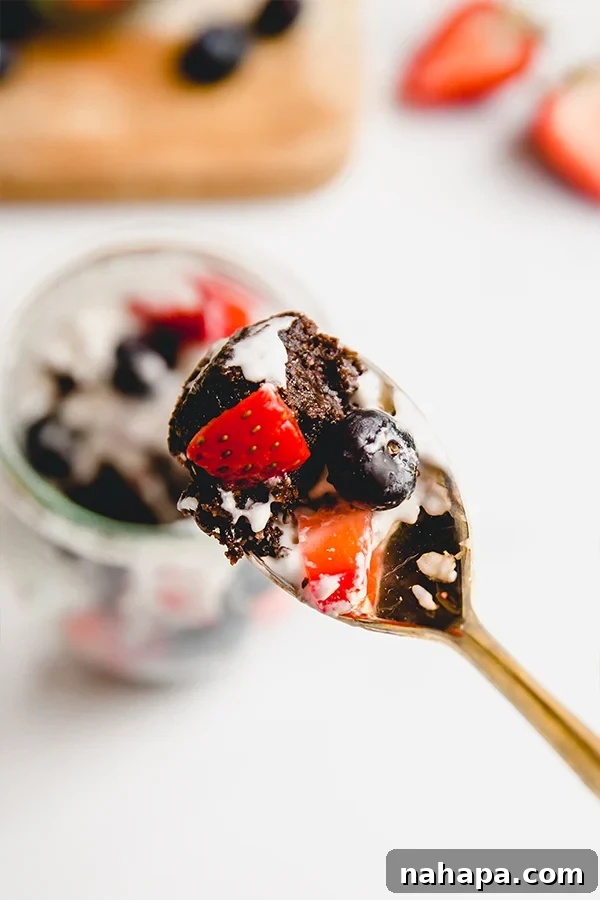 Spoonful of brownie berry parfait 