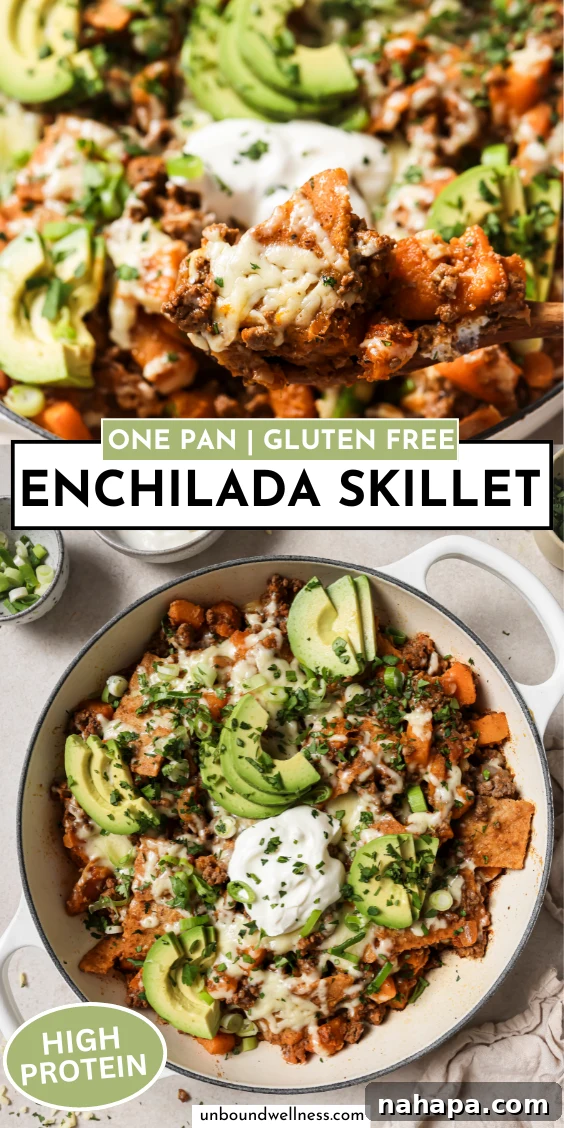 Pin for Ground Beef Enchilada Skillet recipe