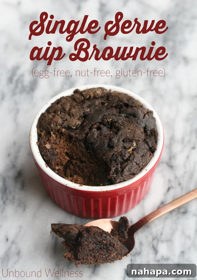 Delicious and Rich Single-Serve AIP Brownie, perfect for a treat on the Autoimmune Protocol