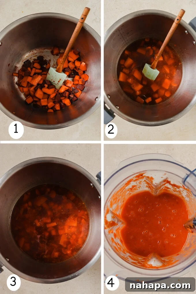A bowl of Nightshade-Free Tomato Soup with fresh basil, surrounded by ingredients.