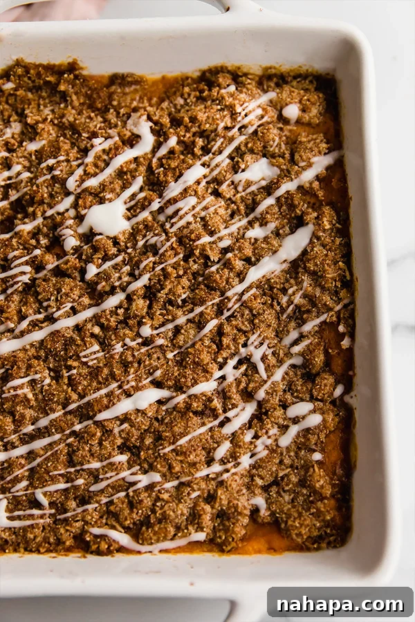 A pan of sweet potato casserole.