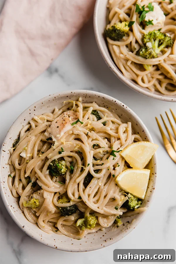 Easy One-Pot Lemon Chicken Pasta Gluten Free Dairy Free 5 A beautifully plated bowl of One-Pot Lemon Chicken Pasta, ready to be enjoyed.