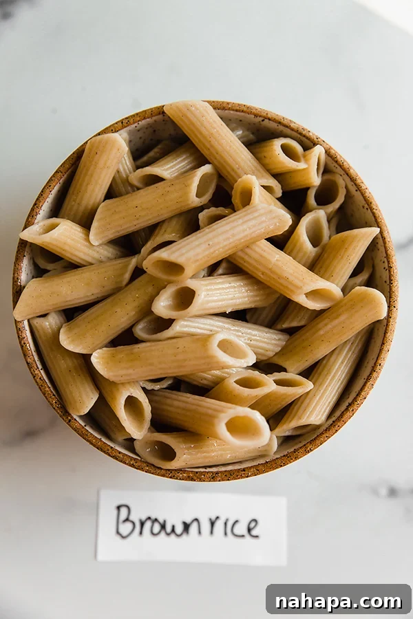 Top 4 Gluten Free Pasta Varieties 3 Brown rice pasta in a bowl