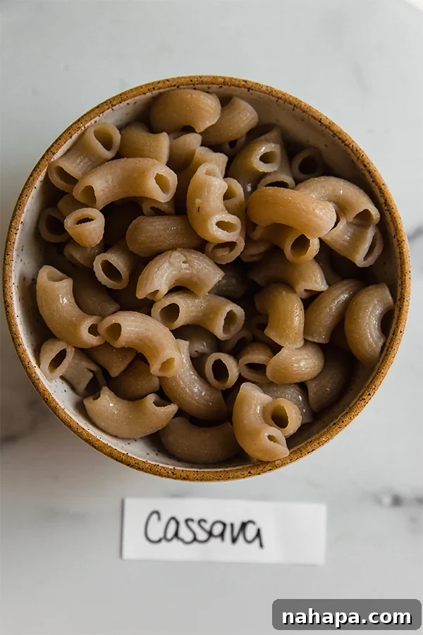 Top 4 Gluten Free Pasta Varieties 5 Cassava pasta in a bowl