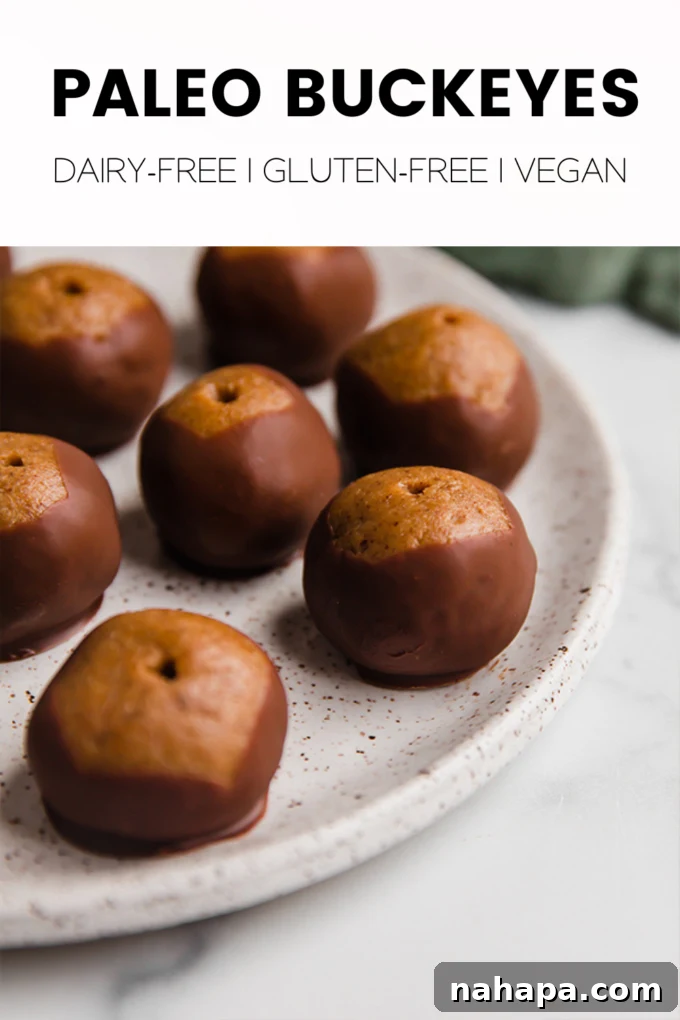 Paleo Buckeye Bites 7 A beautifully arranged platter of finished Paleo Buckeyes, ready to be served as a healthy dessert