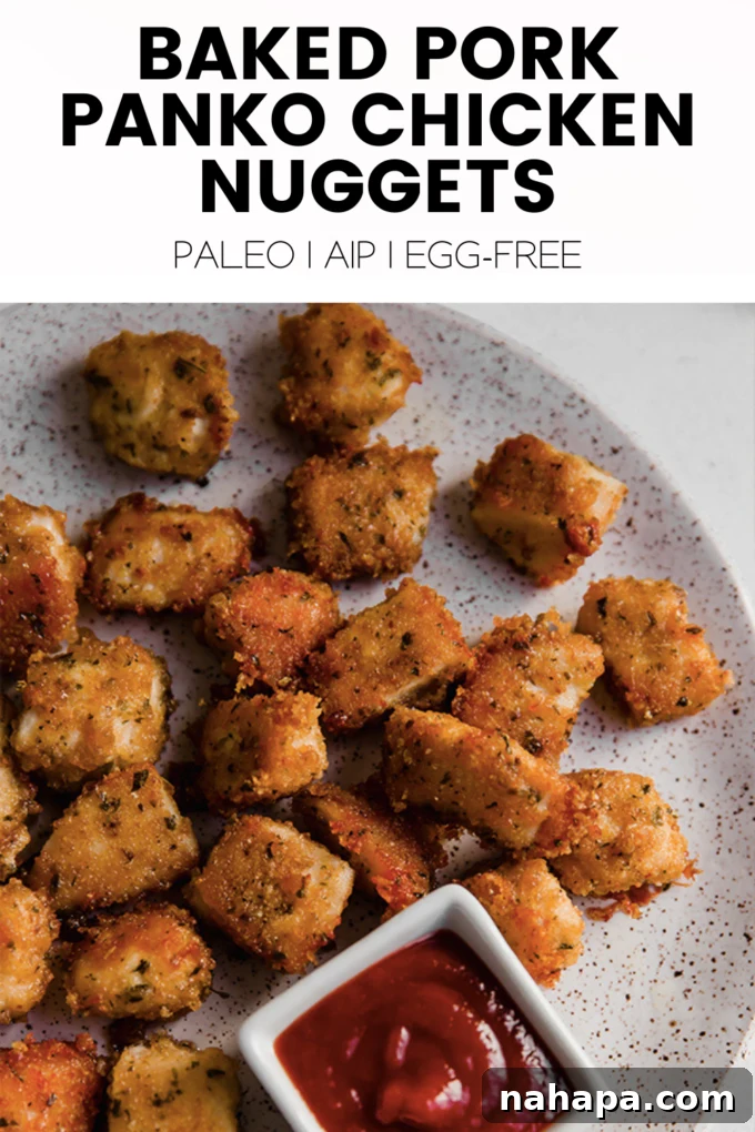 A vibrant collage image featuring the final pork panko chicken nuggets dish, highlighting its appeal.