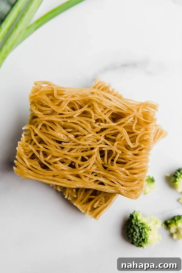 A close-up shot of a package of gluten-free ramen noodles, highlighting the brand and product type suitable for dietary restrictions.