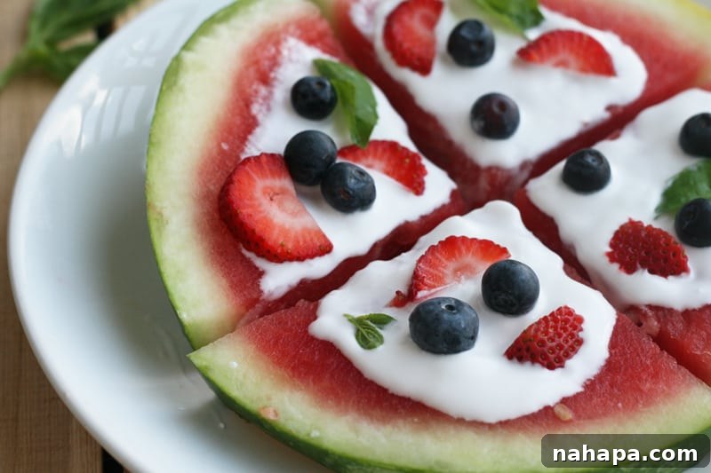 Red White & Blue Watermelon Basil Fruit Pizza (AIP & Vegan)