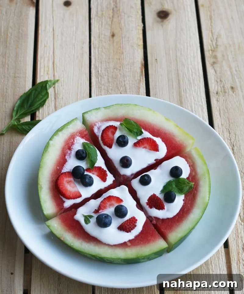  Red White & Blue Watermelon Basil Fruit Pizza (AIP & Vegan)