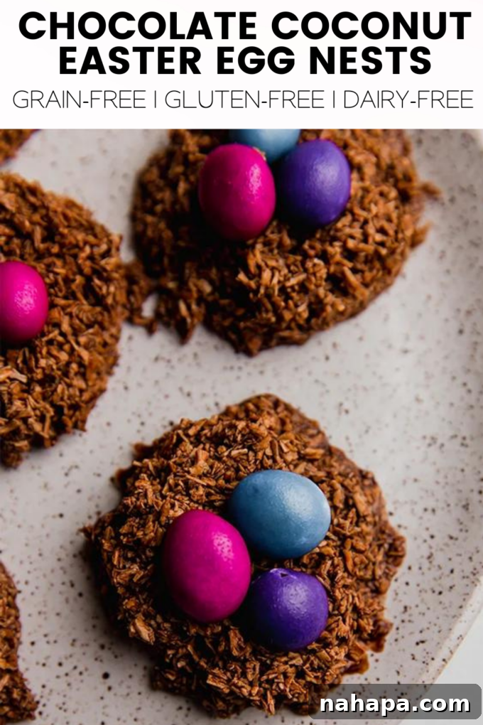 Sweet Coconut Chocolate Easter Nests 7 A festive banner or image for Chocolate Coconut Easter Egg Nests