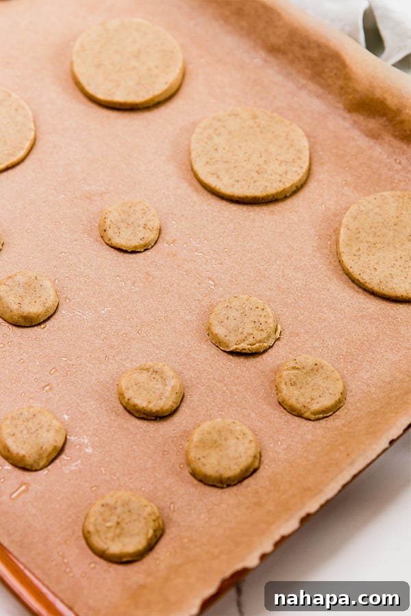 Unbaked cookies on a baking sheet