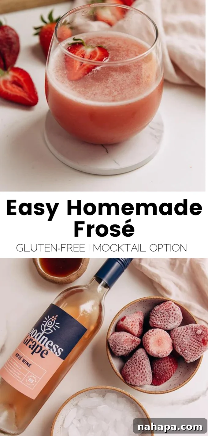 A banner image showcasing a glass of Frosé alongside other refreshing drinks, inviting readers to explore more recipes.