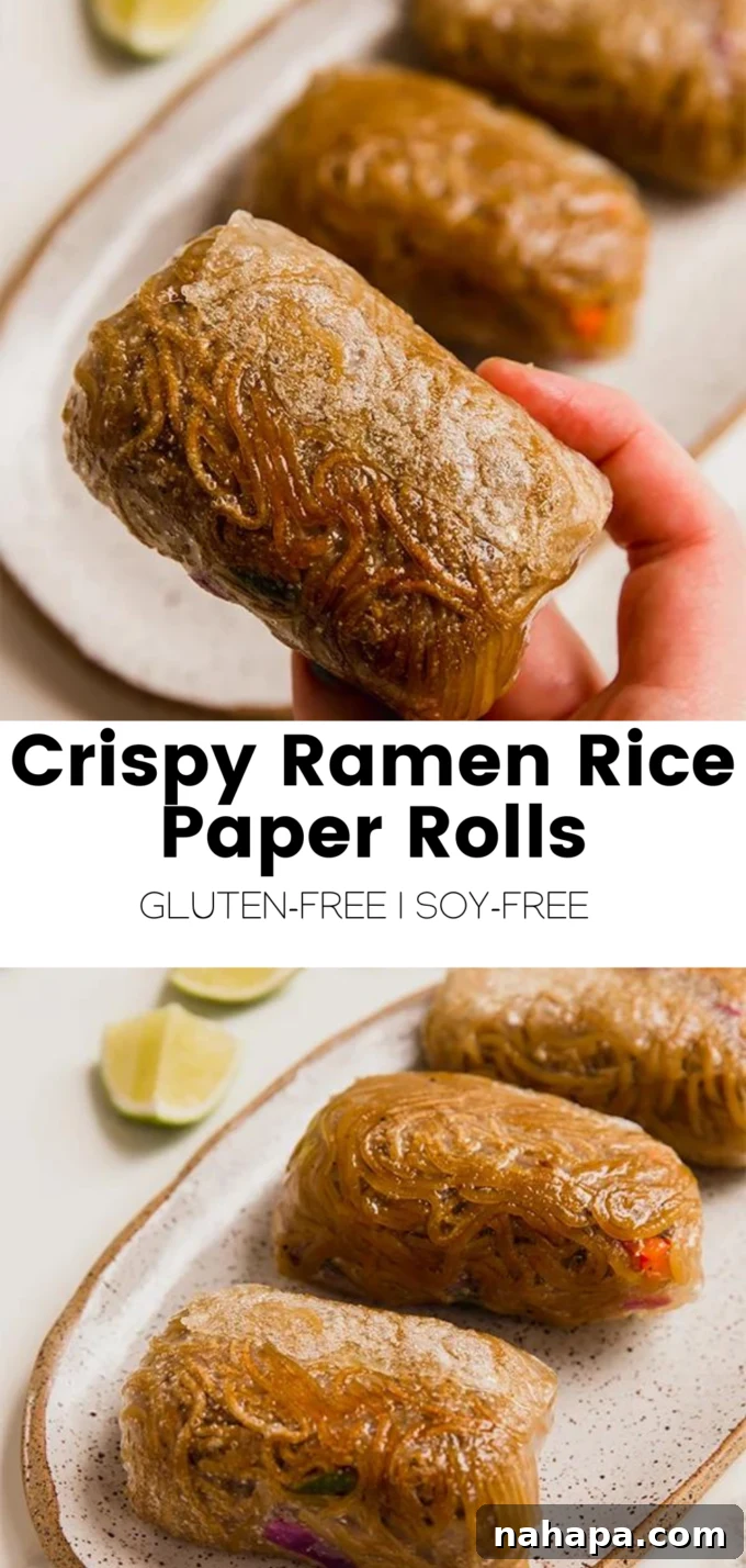 Crispy Ramen Rolls, plated beautifully.