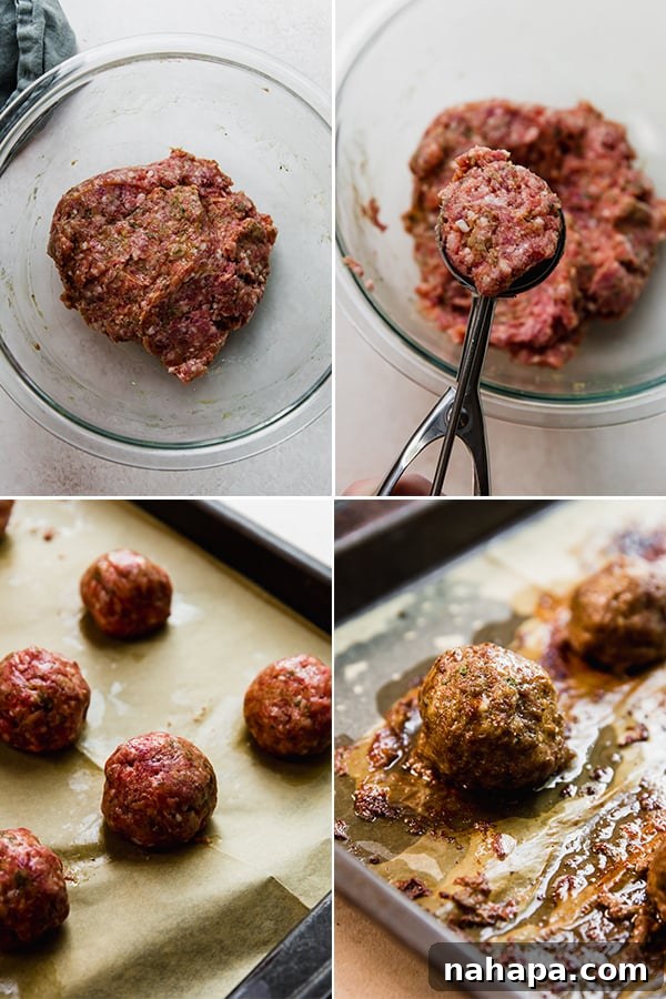 Rustic Italian Lamb Meatballs 4 The steps of making the Italian lamb meatballs