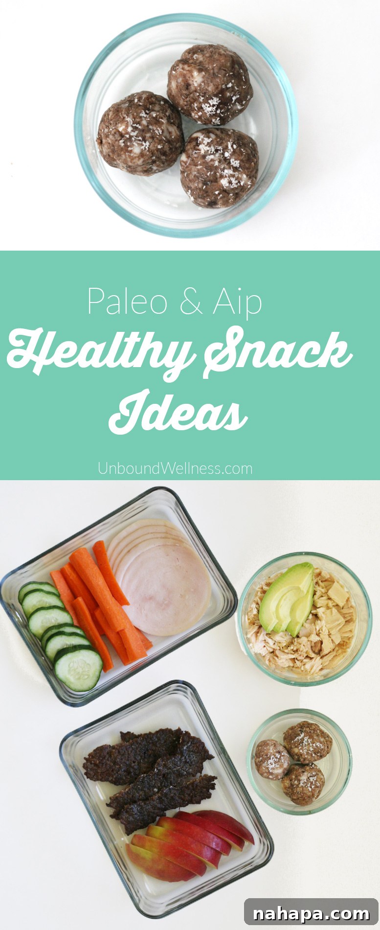 Quick and Wholesome Paleo AIP Snacks for Life on the Go 7 A comprehensive collection of healthy homemade AIP & Paleo snack ideas, presented attractively.