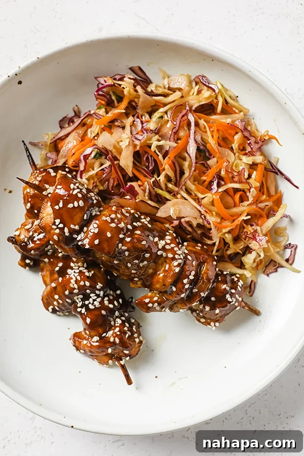 Teriyaki Chicken Skewers & Slaw