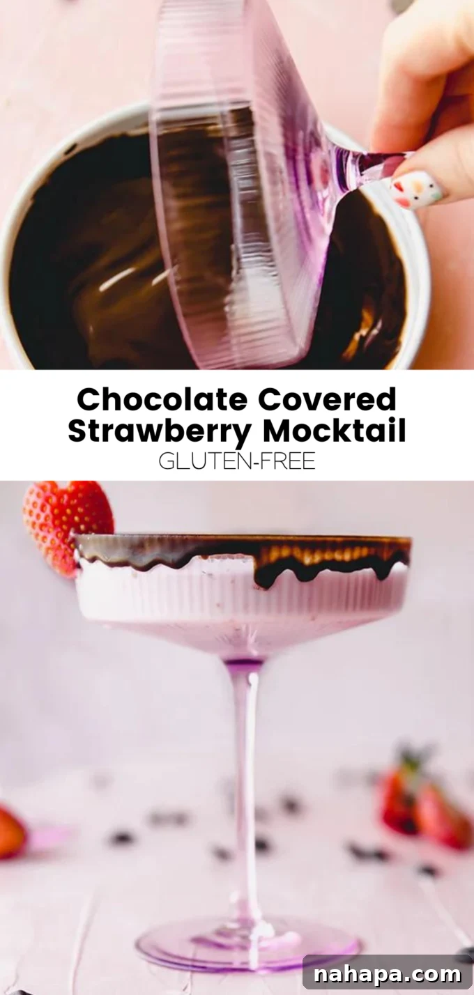 A stunning visual summary of the chocolate covered strawberry mocktail, highlighting its key features.