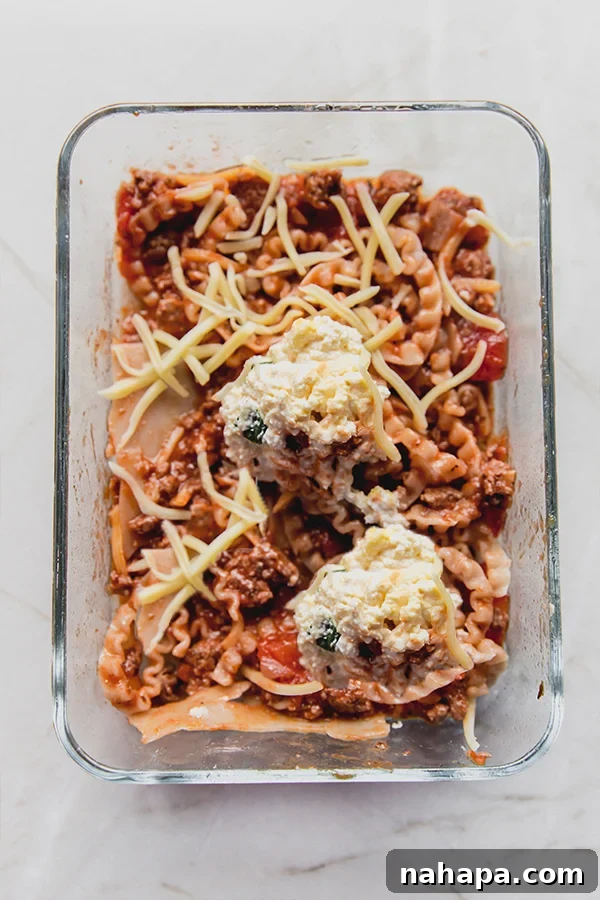 A different angle of the sheet pan lasagna, perhaps focusing on its texture or a serving suggestion.