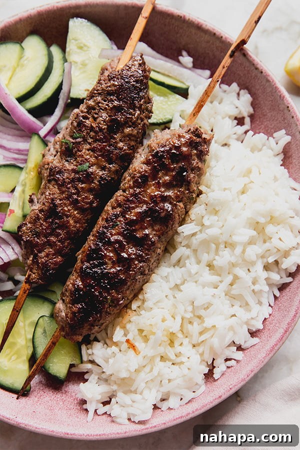 Baked Beef Kofta on a Plate with Sides