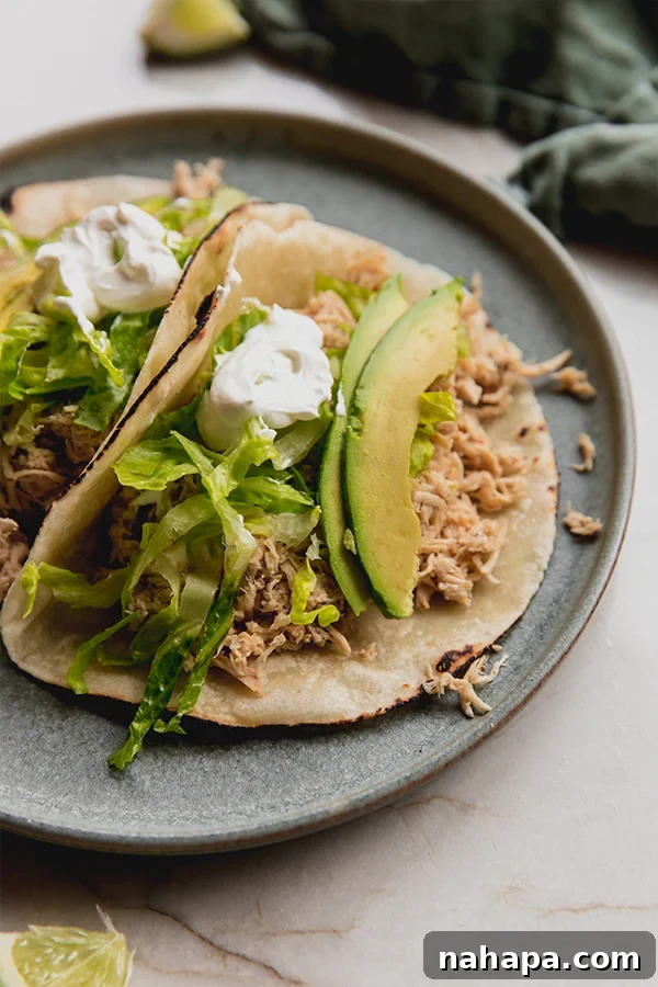 Set It and Forget It: 20+ Delicious Gluten-Free Slow Cooker Meals 14 Slow Cooker Ranch Chicken Tacos with toppings