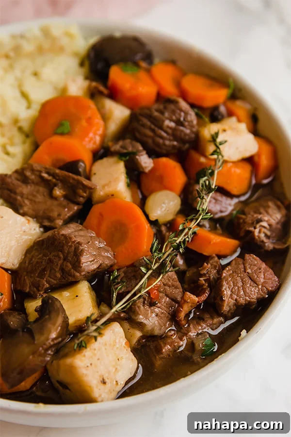 Set It and Forget It: 20+ Delicious Gluten-Free Slow Cooker Meals 7 Slow Cooker Beef Bourguignon with herbs