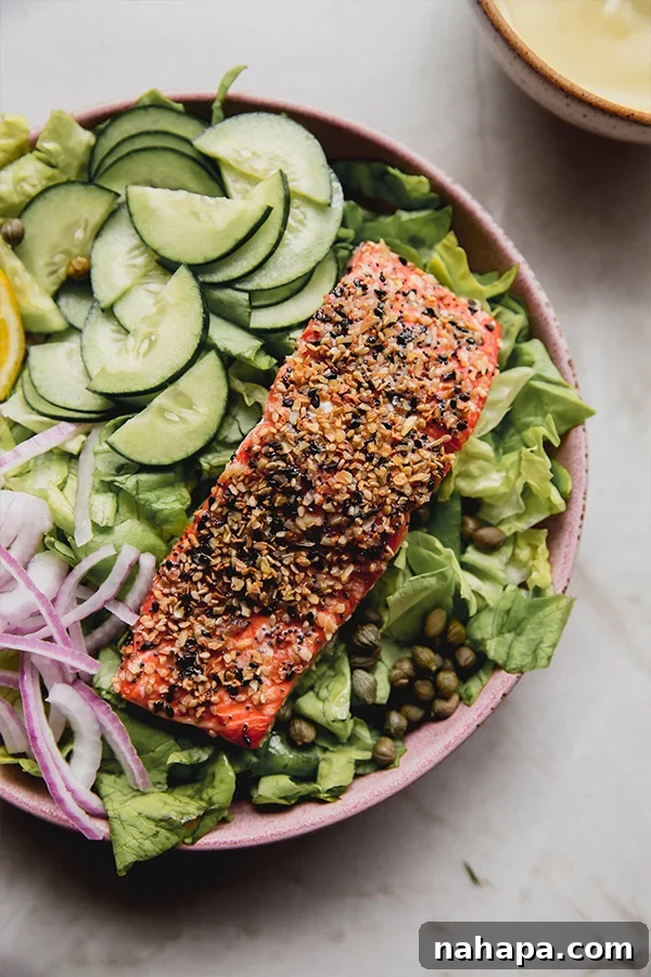 Everything Bagel Salmon Delight 7 Everything Bagel Salmon Salad in a bowl