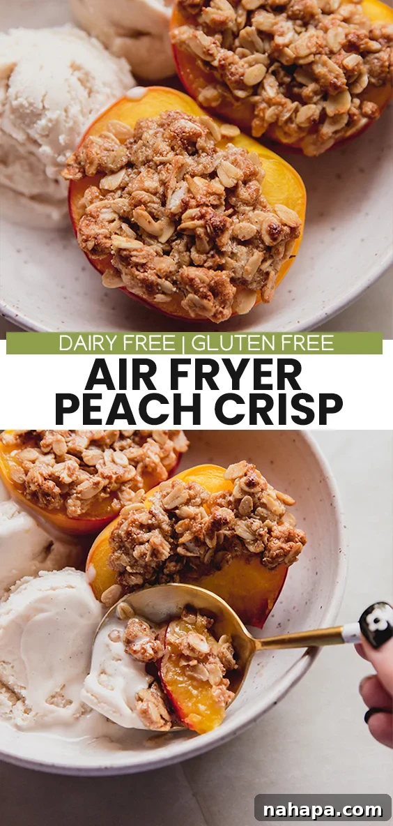 Air Fryer Peach Crisp Pinterest Graphic