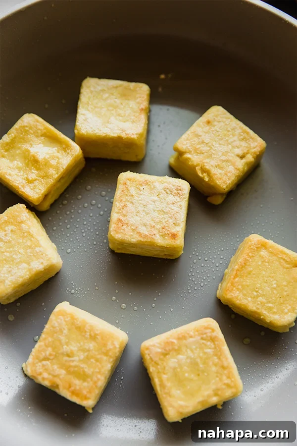 Burmese Soy-Free Chickpea Tofu 5 Frying Chickpea Tofu to Golden Crispiness
