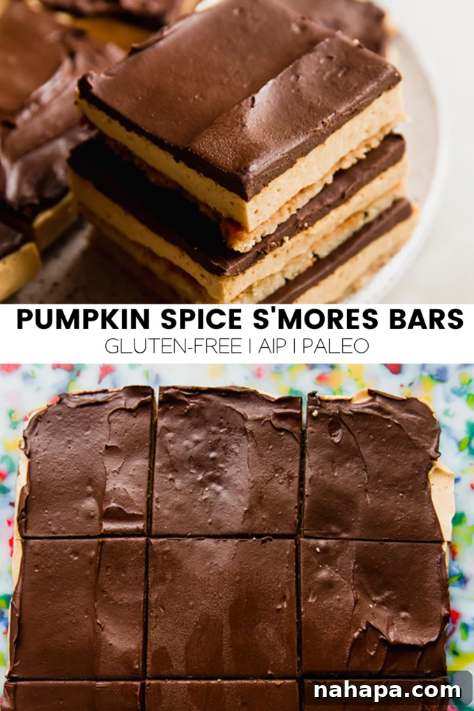 A stunning final shot of pumpkin spice s'mores bars arranged artfully, ready for enjoyment.