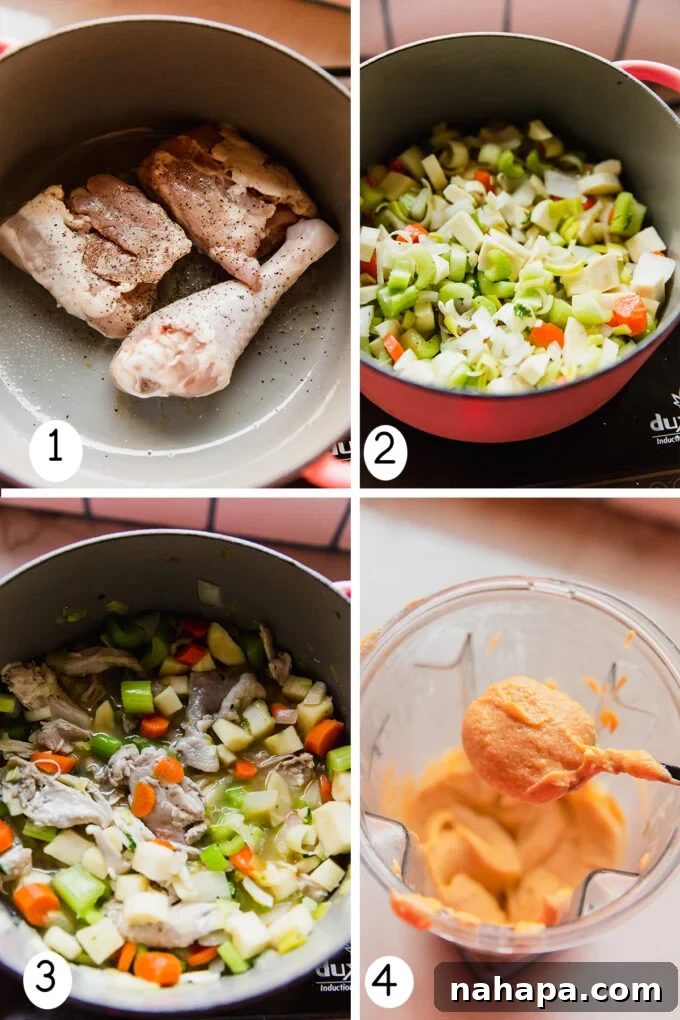 Step by step photos of making the homemade chicken bouillon cubes, showing various stages of preparation.