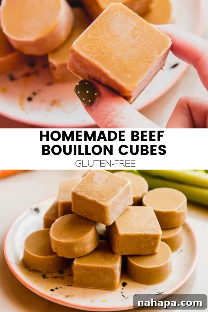 Pure Beef Flavor Cubes: Made from Scratch 7 A beautifully composed final image of homemade beef bouillon cubes, showcasing their rich texture and deep color, ready to be enjoyed.