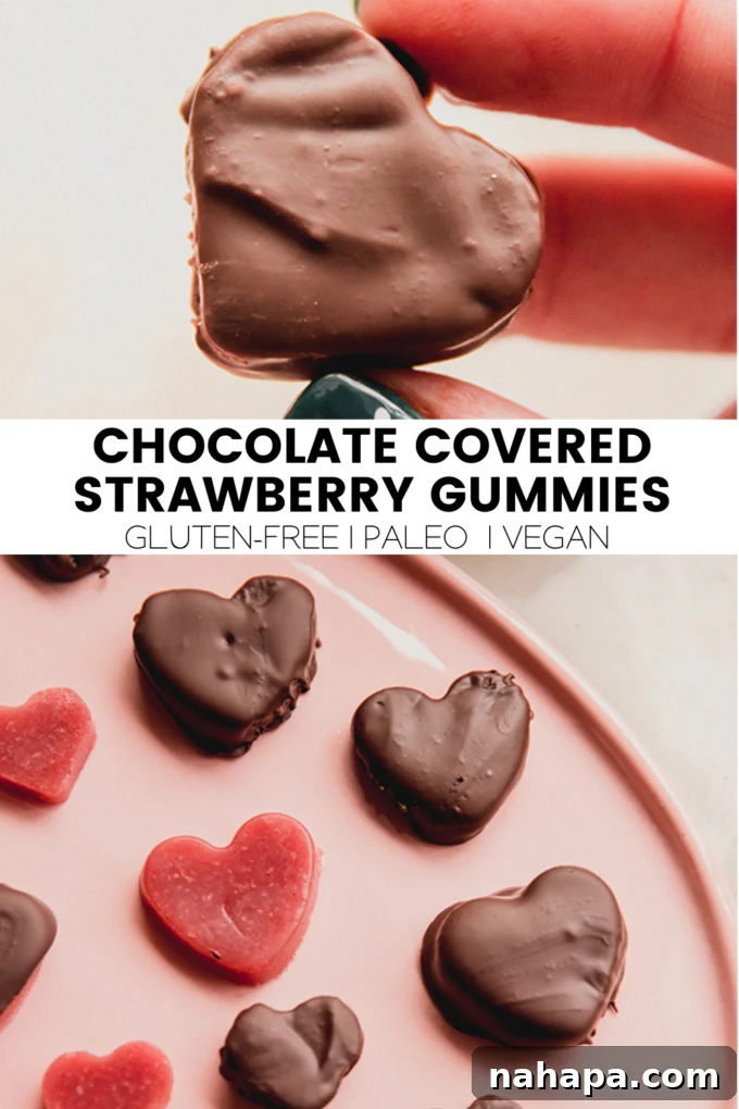 Beautifully presented chocolate covered strawberry gummies