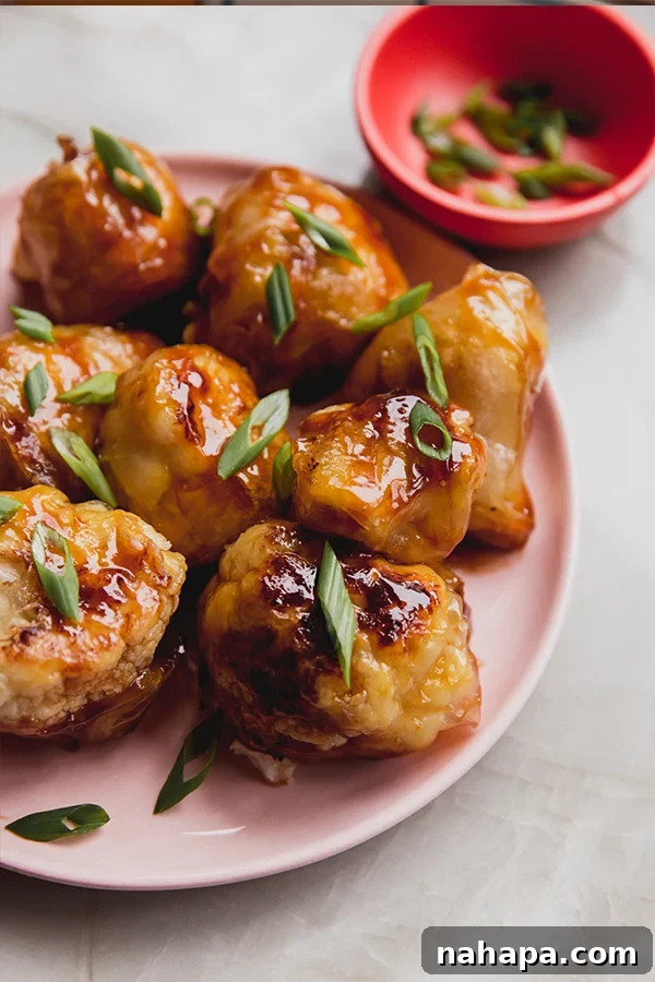 A plate of teriyaki cauliflower wings ready to be enjoyed.