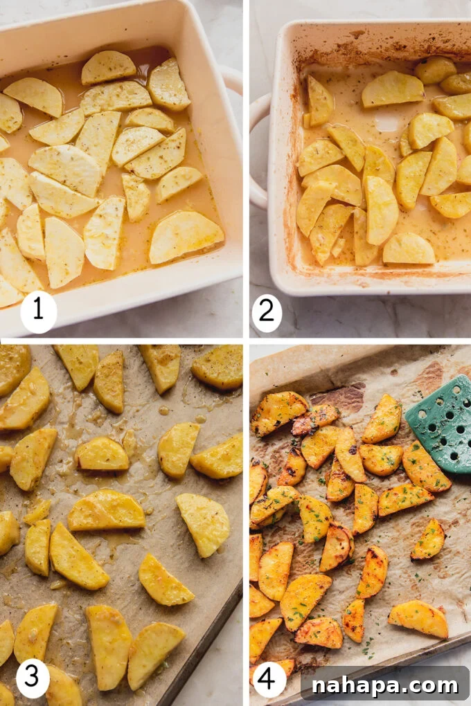 Step by step photos of making the Greek Lemon Style Sweet Potatoes. 