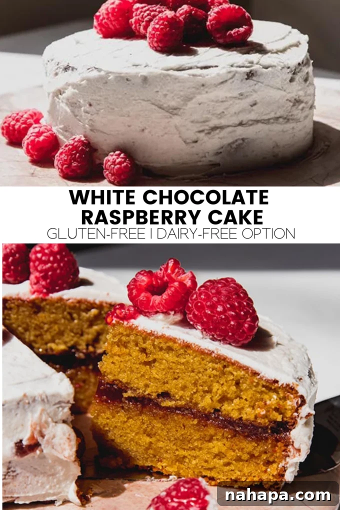 A final large image of the White Chocolate Raspberry Cake.