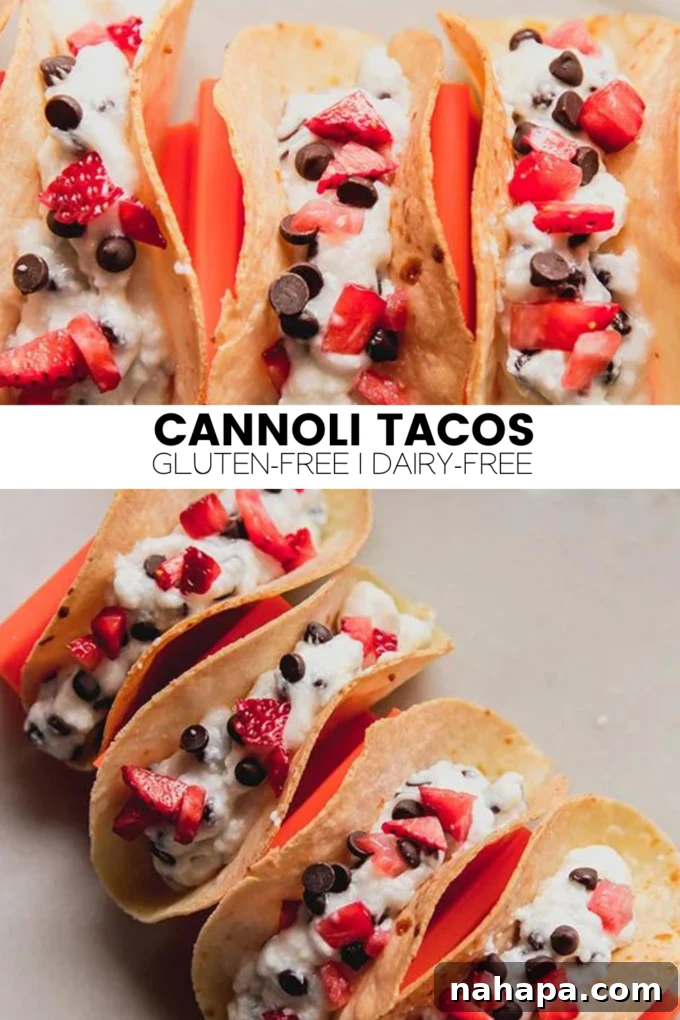 A plate of gluten-free dairy-free cannoli tacos