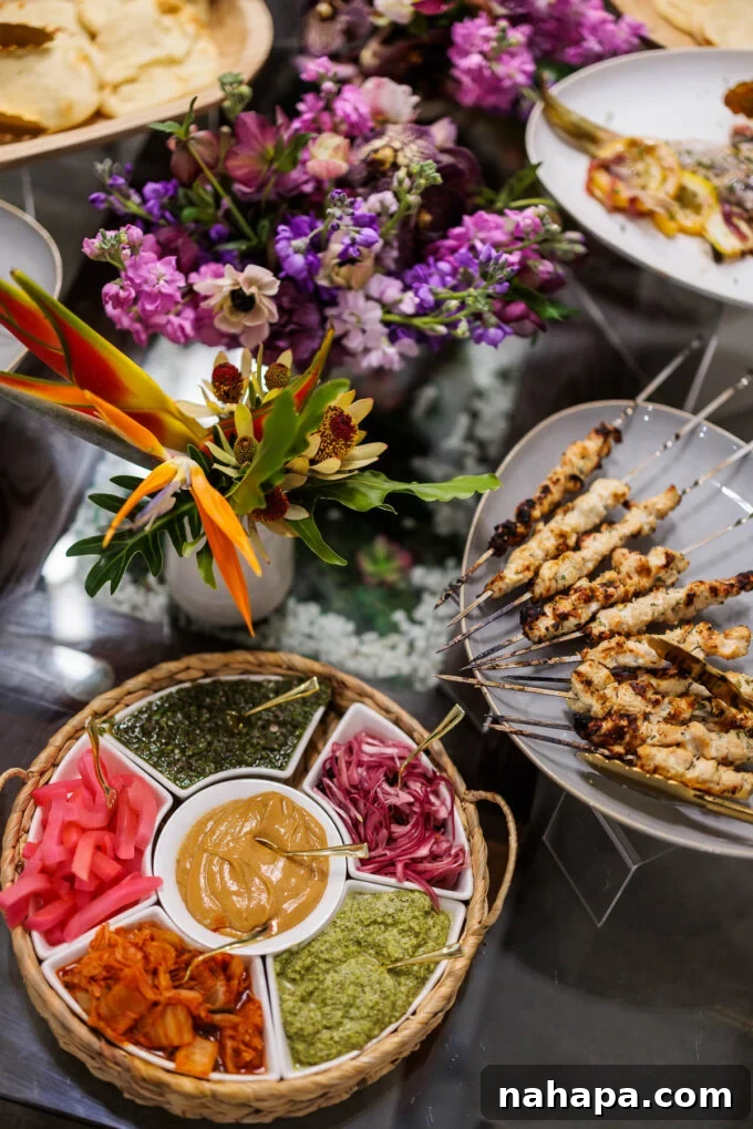 Gourmet chicken skewers and grilled vegetables