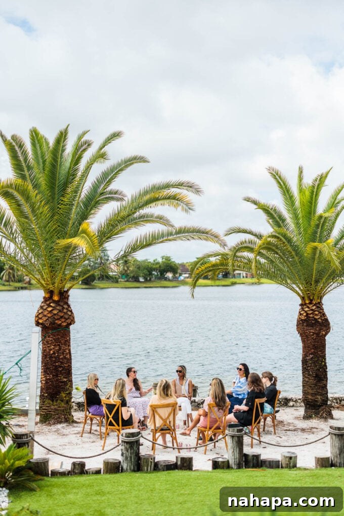 Group discussion on blogging tips at the beach
