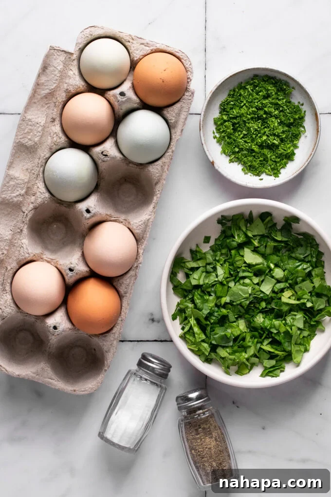 Sheet pan eggs with spinach and parsley