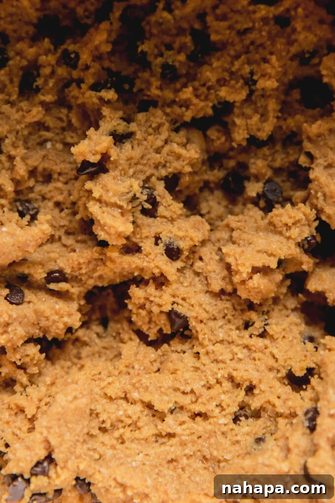 Raw air fryer chocolate chip cookie dough portions with visible chocolate chips, ready for baking.
