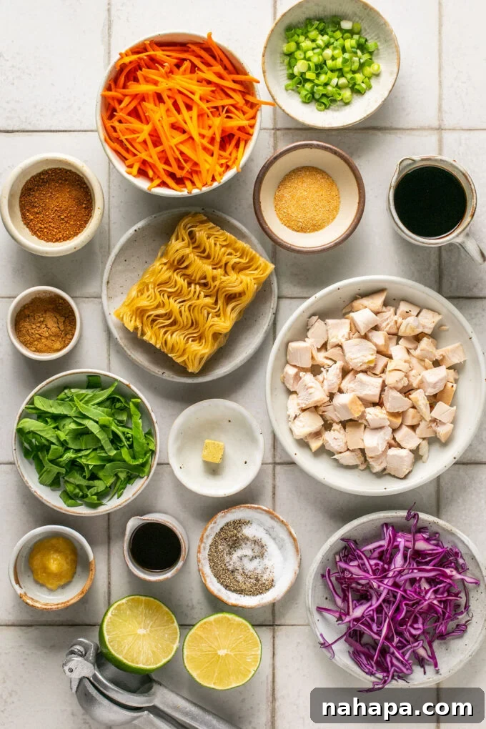 Elevated Gluten-Free Noodle Cups: Healthy Homemade Comfort 3 Homemade cup of noodles ingredients in separate bowls.