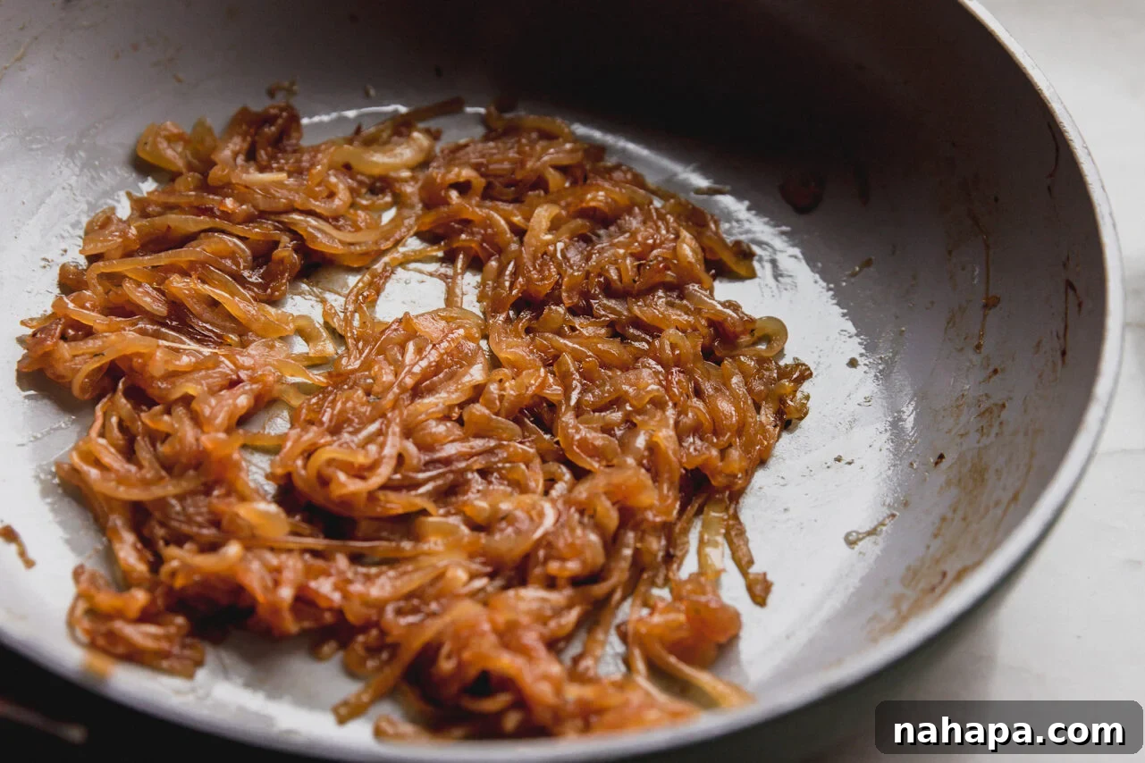 Slice onions caramelized.