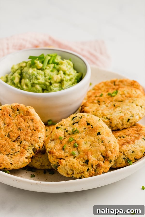AIP Compliant Paleo Veggie Nuggets Gluten and Dairy Free 3 baked veggie nuggets on plate with guacamole
